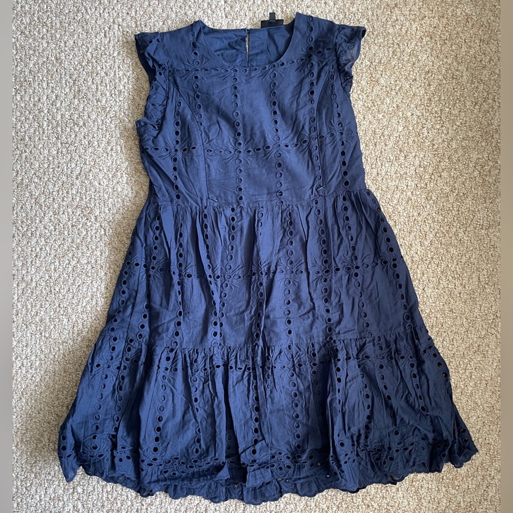 Nursing Queen Eyelet Nursing Dress - Navy Blue